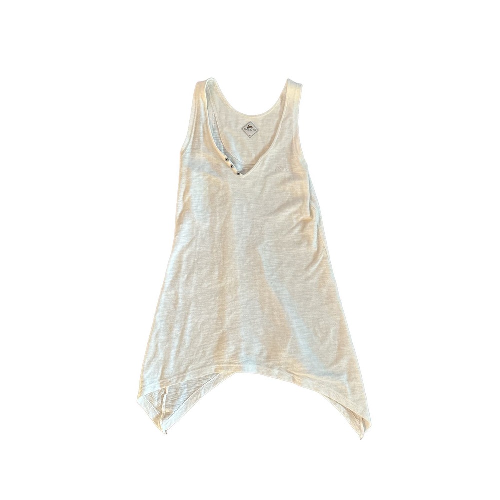 Women EUR-40 Blanc Du Nil White Tunic Tank Henley Layering Handkerchief Hem
